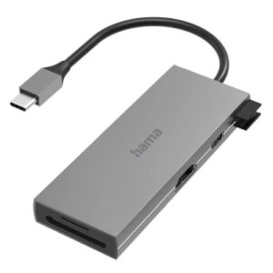 Hama USB-C 3.2 Gen1 Hub w/ HDMI & Card Reader - 2x USB-A, 1x USB-C, 1x HDMI, SD & microSD Slots, Aluminium - Image 1
