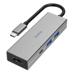 Hama 4-Port USB-C 3.2 Gen1 Hub w/ HDMI - 2x USB-A, 1x USB-C, 1x HDMI, Aluminium - Image 1