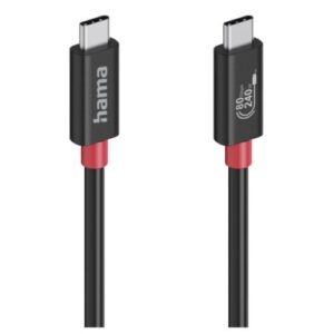 Hama USB4 V2 80Gbps Type-C Male to Male Cable, E-Marker, 5A, 240W, 1 Metre, Black - Image 1
