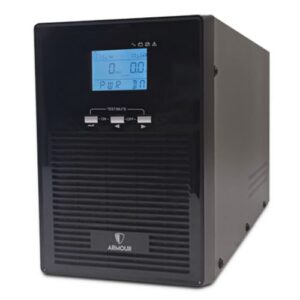 Armour 2000VA UPS, 1600W, LCD Display, 2x UK Plug, 2x RJ45, 3x IEC, USB, Brown Box - Image 1