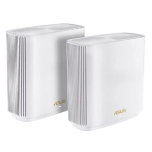Asus (ZenWiFi XT9) AX7800 Tri-Band Wi-Fi 6 Mesh System, 2 Pack, 160MHz Bandwidth, 2.5G WAN, USB, Parental Controls, White