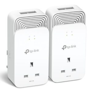 TP-LINK (PG2400P KIT) Wired 1428Mbps G.hn2400 Powerline Adapter Kit, AC Pass Through, 2-Port, Power Saving Mode - Image 1
