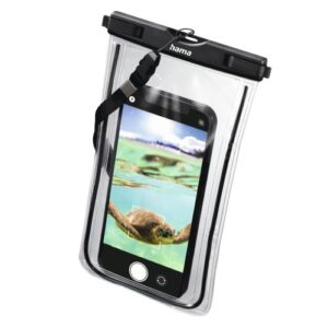 Hama Finest Sports Waterproof Mobile Phone Case for Smartphones, Fluorescent Frame, Hand Strap - Image 1