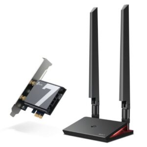 TP-Link (Archer TBE550E) BE9300 Wi-Fi 7 Tri-Band PCI Express Adapter, Bluetooth 5.4, WPA3, External Base/Antennas - Image 1