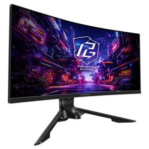 Asrock 34" WQHD Curved Gaming Monitor (PG34QRT3A), 3440 x 1440, 1ms, 2 HDMI, 2 DP, 180Hz, Mini-OLED on Base, RGB, VESA - Image 1