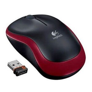 Logitech M185 Wireless Notebook Mouse, USB Nano Receiver, Black/Red - Image 1