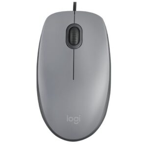 Logitech M110 Silent Wired Optical Mouse, USB, 1000 DPI, Ambidextrous, Mid Grey - Image 1