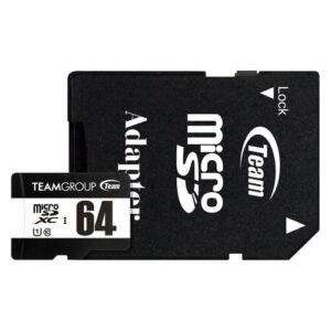 Team 64GB MicroSDXC UHS-I U1 C10 Card with SD Adapter, Class 10 UHS-I, Up to 100MB/s