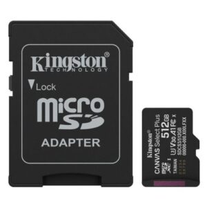 Kingston 512GB Canvas Select Plus Gen3 MicroSDXC Card with SD Adapter, UHS-I Class 10, U3, V30, A1 App Performance, 150MB/s