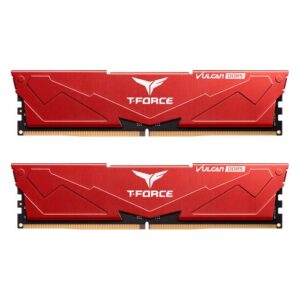 Team T-Force Vulcan 32GB Kit (2 x 16GB), DDR5, 6400MHz (PC5-51200), CL40, ECC, AMD EXPO & Intel XMP 3.0, PMIC, DIMM Memory, Red - Image 1