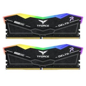 Team T-Force Delta RGB 64GB Kit (2 x 32GB), DDR5, 6400MHz (PC5-51200), CL40, ECC, AMD EXPO & XMP 3.0, PMIC, DIMM Memory, Black - Image 1