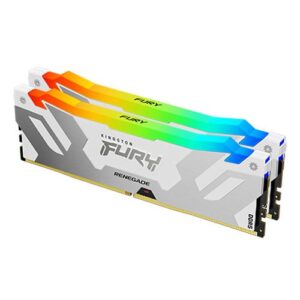 Kingston Fury Renegade RGB 64GB Kit (2 x 32GB), DDR5, 6400MHz, CL32, 1.4V, ECC, XMP 3.0, PMIC, DIMM Memory, White/Silver - Image 1