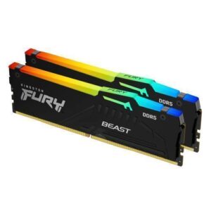 Kingston Fury Beast RGB 64GB Kit (2 x 32GB), DDR5, 6000MHz, CL36, 1.35V, ECC, PMIC, AMD EXPO & Intel XMP 3.0, Black, DIMM Memory - Image 1