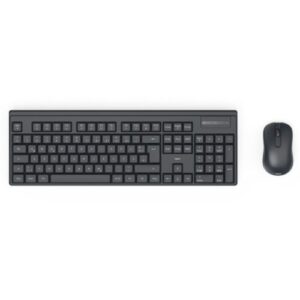 Hama WKM-100 Wireless Keyboard and Mouse Desktop Kit, Multimedia, Ambidextrous 1200 DPI Mouse, Black
