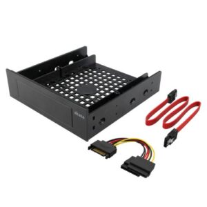 Akasa Internal 3.5"/2.5" Device Adapter with SATA Cables, Frame to Fit 3.5" or 2.5" Device/SSD/HDD into a 5.25" Bay - Image 1
