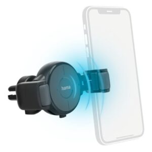 Hama FC10 Flex-Set Wireless Smartphone Charger, Fast Charge up to 10W, Tilt, 360° Rotate, Grill Clip, Grey - Image 1