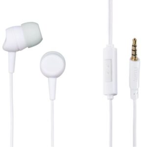 Hama (Kooky) In-Ear Earset, 3.5mm Jack, Inline Microphone, Answer Button, Cable Kink Protection, White - Image 1