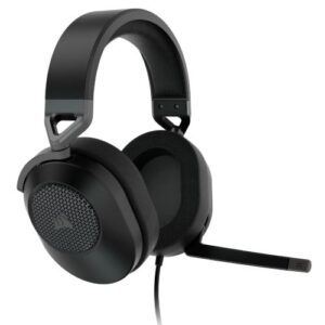 Corsair HS65 Surround Gaming Headset, 3.5mm Jack (USB Adapter), 7.1 Surround, Flip-To-Mute Mic, SoundID Customisation, Carbon - Image 1