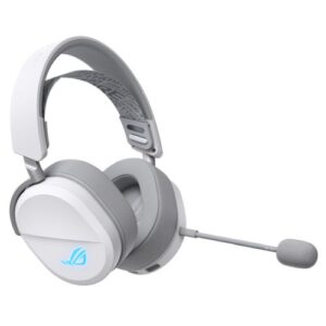 Asus ROG Pelta Tri-Mode RGB Wireless Lightweight Gaming Headset, 2.4GHz/Btooth/USB-C, 50mm Titanium Drivers, 10mm Super-Wideband Mic, White