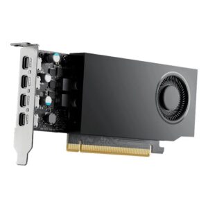 PNY RTXA400 Professional Graphics Card, 4GB DDR6, 4 miniDP 1.4 (4x DP adapters), 768 CUDA Cores, Low Profile (Bracket Included), Retail - Image 1