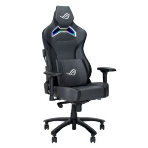 Asus ROG Chariot X (Wide) RGB Gaming Chair, Racing-Car Style, Premium PU Leather, Memory-Foam Lumbar, 4D Armrests, 155° Recline,  Tilt & Class 4 Gas Lift, Grey - Image 1