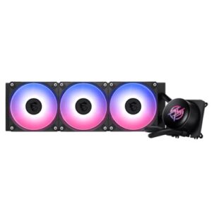 MSI MPG CORELIQUID P13 360mm Liquid CPU Cooler, 3x CycloBlade 9 ARGB Fans, Customisable 2.1" LCD, Hidden-Cable Design, Black - Image 1