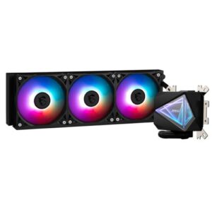 MSI MAG CORELIQUID I360 360mm Liquid CPU Cooler, 3x ARGB PWM Fans, Dual-sided Infinite Mirror Cooling Block, Black - Image 1
