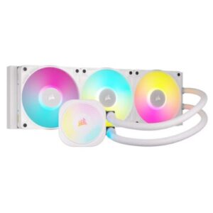 Corsair iCUE LINK TITAN 360 RX RGB Liquid CPU Cooler, RX120 RGB Magnetic Dome Fans, 20 LED Pump Head, iCUE LINK Hub Included, White - Image 1