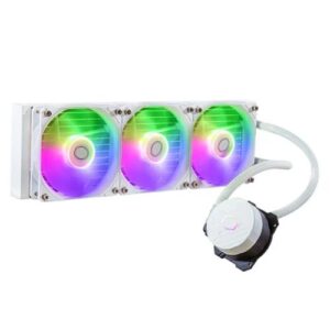 Cooler Master MasterLiquid 360L Core ARGB 360mm Liquid CPU Cooler, 3x ARGB PWM Fans, RGB Pump Head, White - Image 1