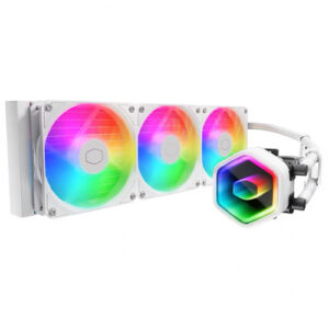 Cooler Master MasterLiquid 360 Core II 360mm ARGB Liquid CPU Cooler, Dual Chamber Pump w/ Infinity Mirror, White - Image 1