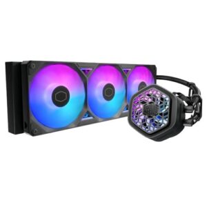 Cooler Master MasterLiquid 360 Atmos II VRM Fan ARGB Liquid CPU Cooler, 360mm, Dual Chamber Design, Low Profile Pump, Black - Image 1