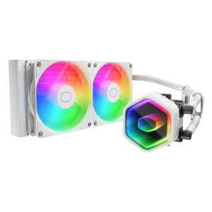 Cooler Master MasterLiquid 240 Core II 240mm ARGB Liquid CPU Cooler, Dual Chamber Pump w/ Infinity Mirror, White - Image 1