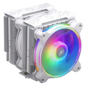 Cooler Master Hyper 622 Halo ARGB Dual Tower Heatsink & Fans, Intel/AMD, 6 Heat Pipes, 2x ARGB Fans, 157mm High, White - Image 1