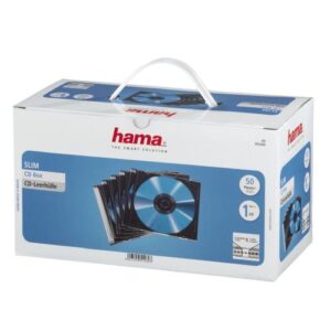 Hama CD/DVD/Blu-Ray Slim Jewel Cases x50, Transparent/Black - Image 1