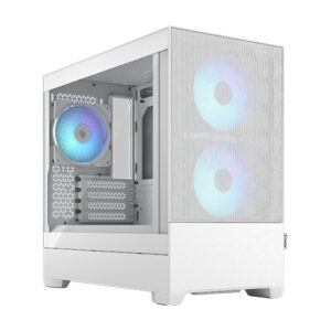 Fractal Design Pop Mini Air RGB (White TG) Gaming Case w/ Clear Glass Window, Micro ATX, Hexagonal Mesh Front, 3 RGB Fans & ARGB Controller - Image 1