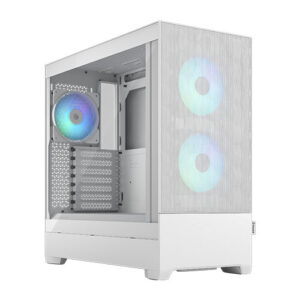 Fractal Design Pop Air RGB (White TG) Gaming Case w/ Clear Glass Window, ATX, Hexagonal Mesh Front, 3 RGB Fans & ARGB Controller - Image 1