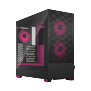 Fractal Design Pop Air RGB (Magenta Core TG) Gaming Case w/ Clear Glass Window, ATX, Hexagonal Mesh Front, Magenta Interior/Accents, 3 RGB Fans & ARGB Controller - Image 1