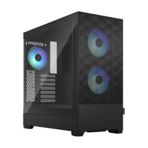 Fractal Design Pop Air RGB (Black TG) Gaming Case w/ Clear Glass Window, ATX, Hexagonal Mesh Front, 3 RGB Fans & ARGB Controller - Image 1
