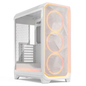 Fractal Design Meshify 3 Ambience Pro RGB (White TG Clear) Gaming Case w/ Clear Window, E-ATX, Mesh Front, 3x RGB Fans, Adjust Pro Hub, USB-C 20Gbps