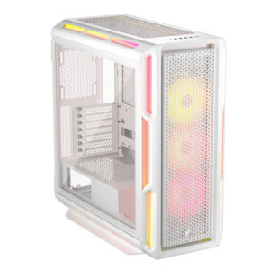 Corsair iCUE LINK 5000T LX RGB Gaming Case w/ Glass Side, E-ATX, 3x RGB Fans & iCUE LINK Hub, RGB Light Strips, USB-C, Asus BTF Compatible, White - Image 1
