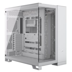 Corsair 6500X Dual Chamber Gaming Case w/ Glass Side & Front, ATX, Mesh Panels, USB-C, Asus BTF Compatible, White - Image 1