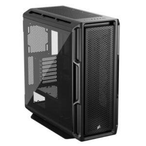 Corsair 5000T Gaming Case w/ Glass Side, E-ATX, No Fans, USB-C, Asus BTF Compatible, Black
