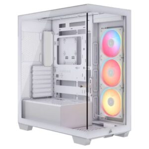 Corsair 3500X LX-R ARGB Gaming Case w/ Glass Side & Front, E-ATX, 3x Reverse ARGB Fans, iCUE LINK Hub, USB-C, Asus BTF Compatible, White - Image 1