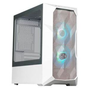 Cooler Master TD300 Mesh Gaming Case w/ Glass Side, Micro ATX, 2x ARGB Fans, ARGB/PWM Hub, 280mm Radiator Support, White - Image 1