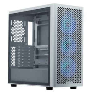 Cooler Master Elite 502 Gaming Case w/ Glass Side, E-ATX, 3x ARGB Fans, Mesh Front, USB-C, Asus BTF Compatible, White - Image 1