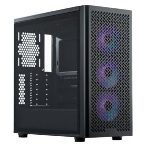 Cooler Master Elite 502 Gaming Case w/ Glass Side, E-ATX, 3x ARGB Fans, Mesh Front, USB-C, Asus BTF Compatible, Black - Image 1