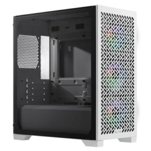 Cooler Master Elite 302 Gaming Case w/ Glass Side, Micro ATX, 3x ARGB Fans, PSU Shroud, Intake Grill, USB-C, White - Image 1