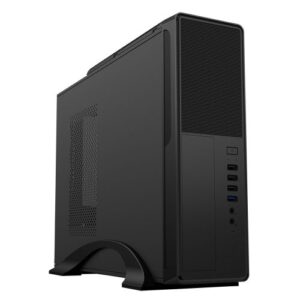 CiT S014C Micro ATX Slim Desktop Case, 300W PSU, Mesh Front, 80mm Fan, USB-C, Black - Image 1