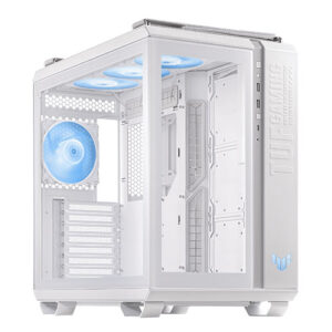 Asus TUF Gaming GT502 Plus Case w/ Front & Side Glass Windows, ATX, Dual Chamber, Modular Design, 4x ARGB Fans & Lighting Hub, USB-C, Carry Handles, White - Image 1