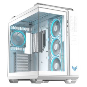 Asus TUF Gaming GT502 Horizon ARGB Case w/ Glass Front & Side, ATX, Dual Chamber, Modular Design, 4x ARGB Fans, USB-C 20Gbps, Carry Handles, White - Image 1